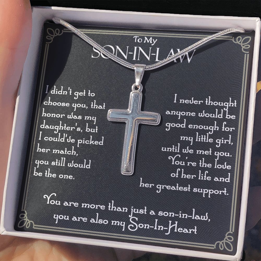 Mother to Son-in-law Cross Pendant Necklace for Son-in-law From Mom Wedding Gift Personalized Necklace, Message Card Jewelry, To My Son In Law Gift From Mom, Son-in-law Cross Necklace Pendant2 Personalized Cross Necklace