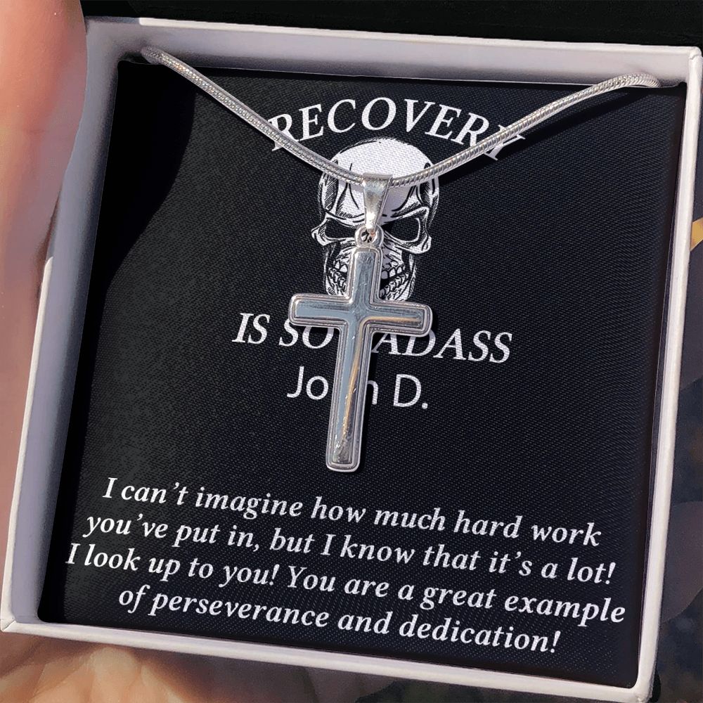 Cross Necklace for Men Black Silver Gold Stainless Steel Christian Bible Verse Jewelry Birthday Graduation Fathers Day Valentine's Day Christmas Gifts for Men Son Husband Boyfriend Dad Friends Personalized Cross Necklace