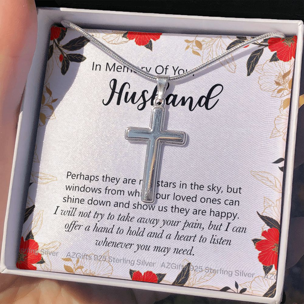 In Memory Of Your Husband Gift, Sympathy Gift Loss Of Husband, Bereavement Gift Box, Loss Of Husband Necklace, Loss Of A Husband Personalized Cross Necklace