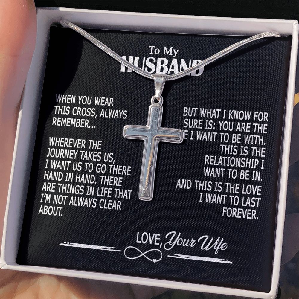 To My Husband Cross Necklace, Husband Necklace from Wife, Gifts For Husband From Wife, Gift For Groom From Bride On Wedding Day, Aniversary Birthday Gift For Him, Valentine Gift for Men6 Personalized Cross Necklace