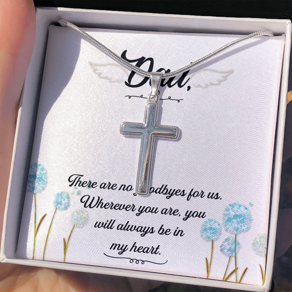 To My Dad Wings Necklace Pendant Gift From Daughter Or Son Necklace There Are No Goodbyes Happy Father's Day, To Dad Father In Law Gifts On Birthday Anniversary