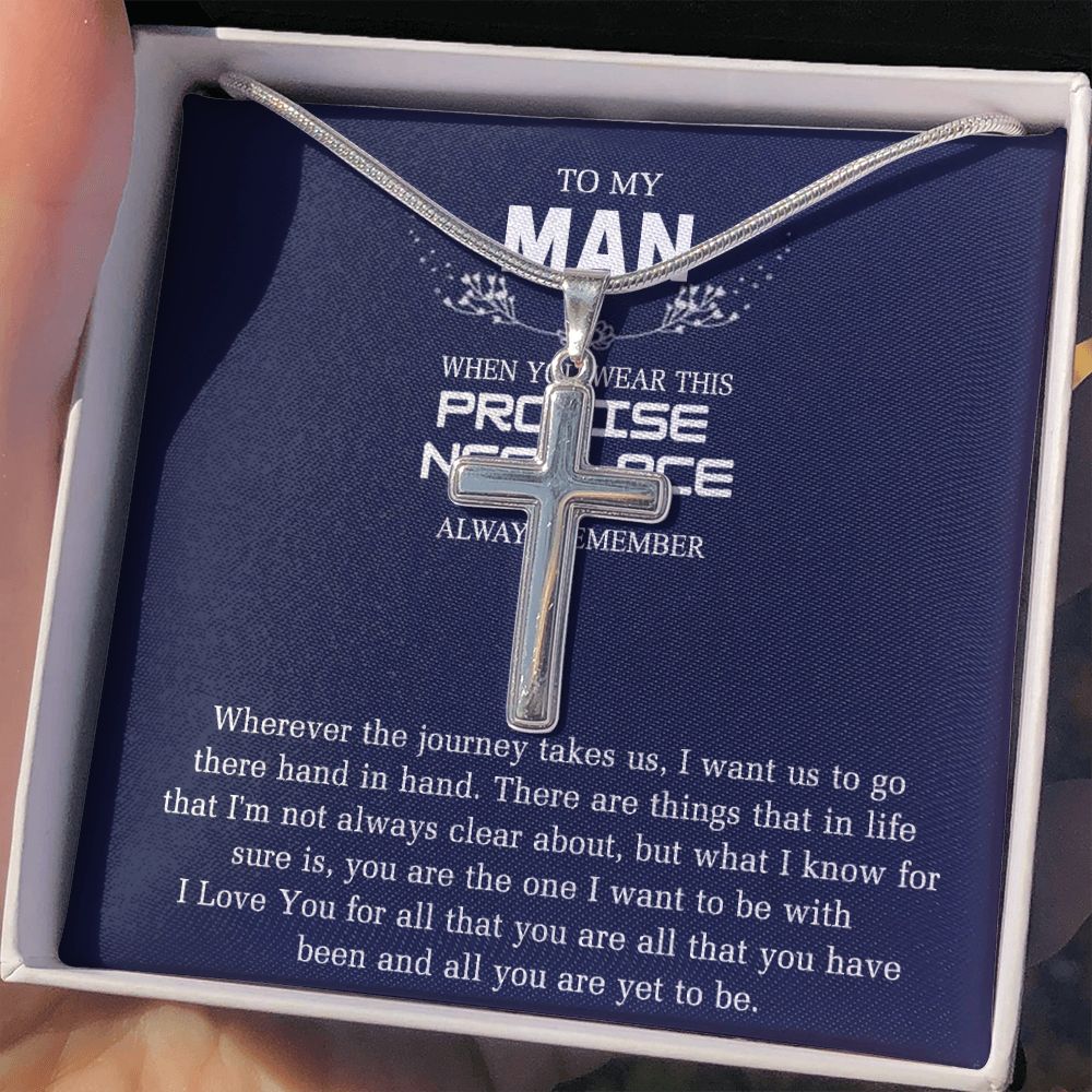 Sentimental Gifts for Boyfriend Birthday Unique, To My Man Jewelry Gift From Soulmate Wife Stainless Artisan Crafted Cross Necklace with Message Card Luxury Box Personalized Cross Necklace