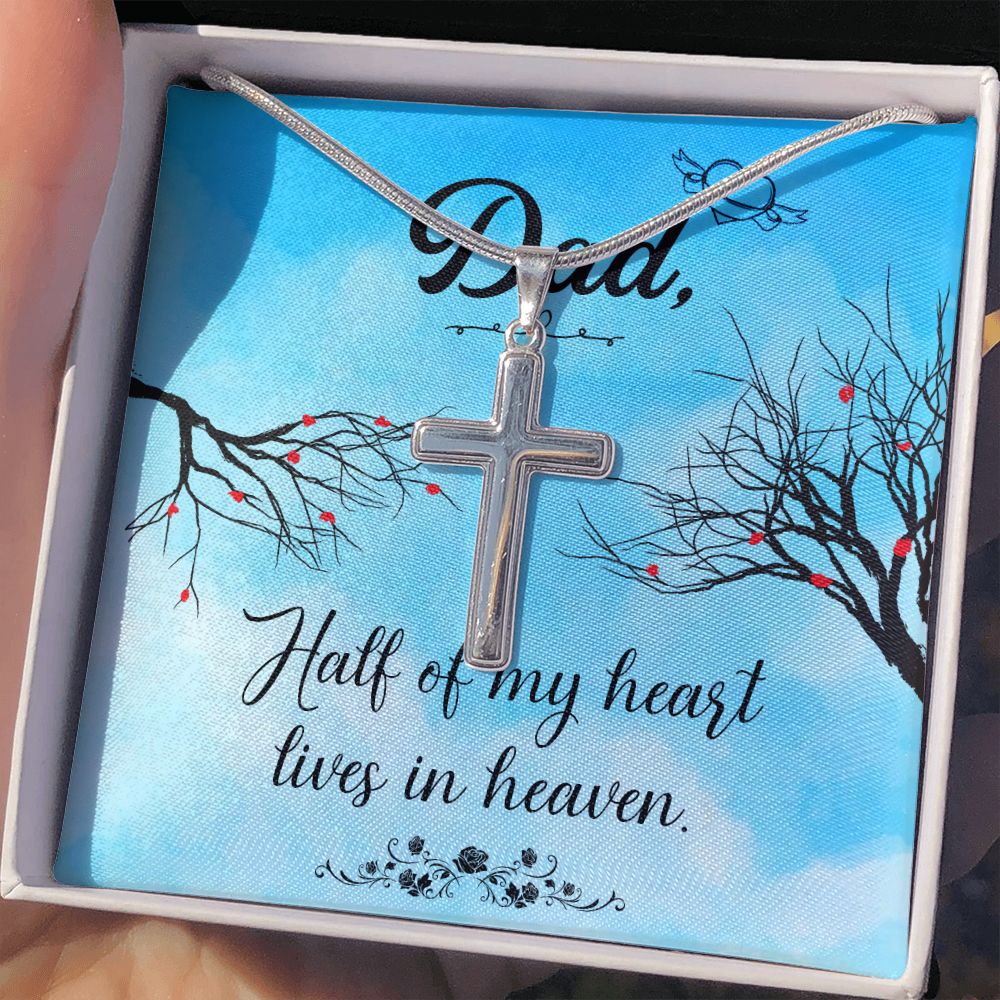 To My Dad Necklace Pendant Gift From Daughter Or Son Necklace Half of my heart Happy Father's Day, To Dad Father In Law Gifts On Birthday Anniversary