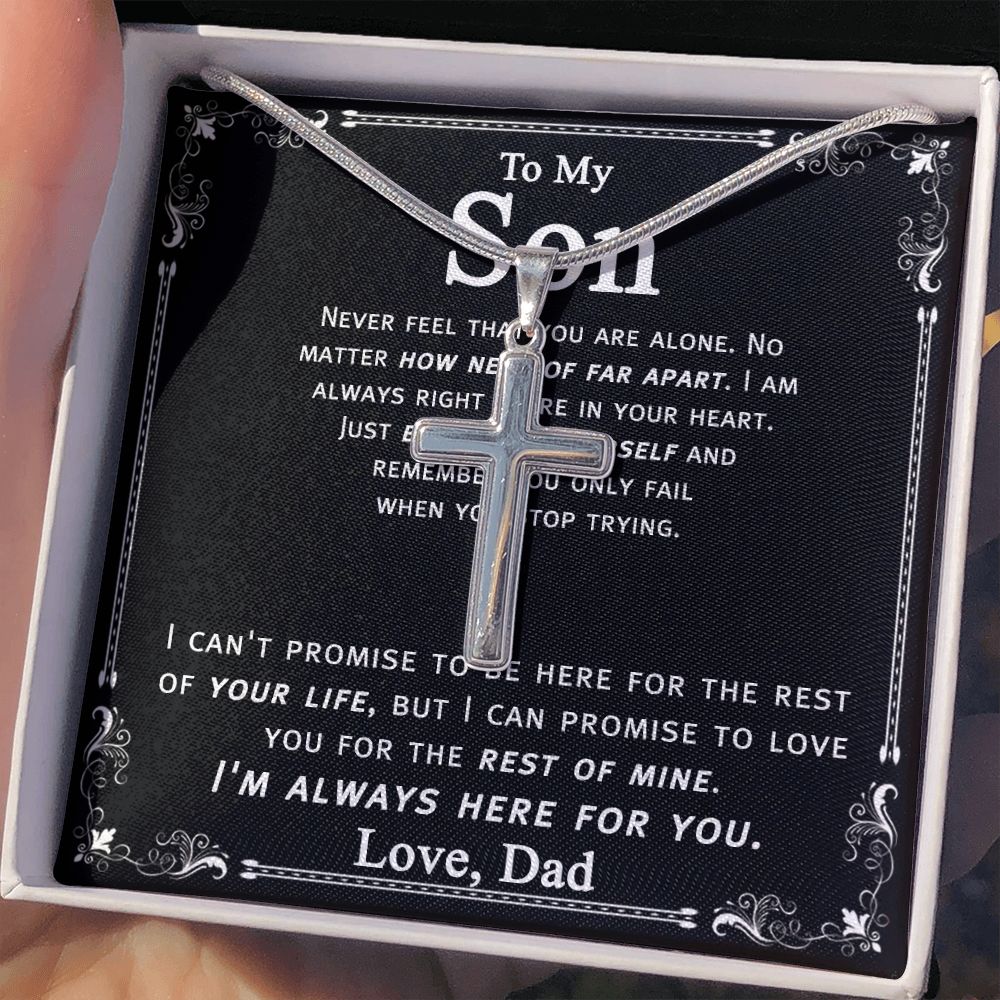 Father Son Gifts Cross Necklace Gift For My Son, Jewelry Gift for Son From Dad, Father to Son Necklace Dad and Son Gift Cross Pendant Gift For Son From Dad, Father Son Jewelry Gift for Men Boys Personalized Cross Necklace