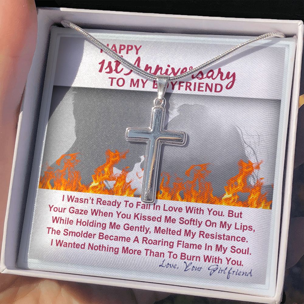 To My Boyfriend Cross Necklace Gift From Girlfriend Boyfriend Gift Chain Necklace Promise Necklace for Boyfriend Boyfriend Christmas Jewelry With Message Card