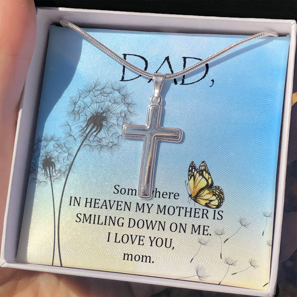 To My Dad Necklace Pendant Gift From Daughter Or Son Necklace For Dad Somewhere In Heaven Happy Father's Day, To Dad Father In Law Gifts On Birthday Anniversary