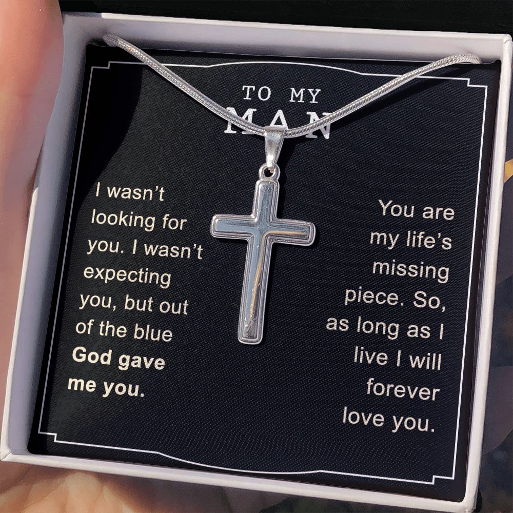 To My Man Necklace, Necklace For Husband, Gift For Husband, Gift For Man, Jewelry for Him, Necklace For Man, Valentine, Birthday, Christmas, Anniversary Jewelry for Men2 Personalized Cross Necklace