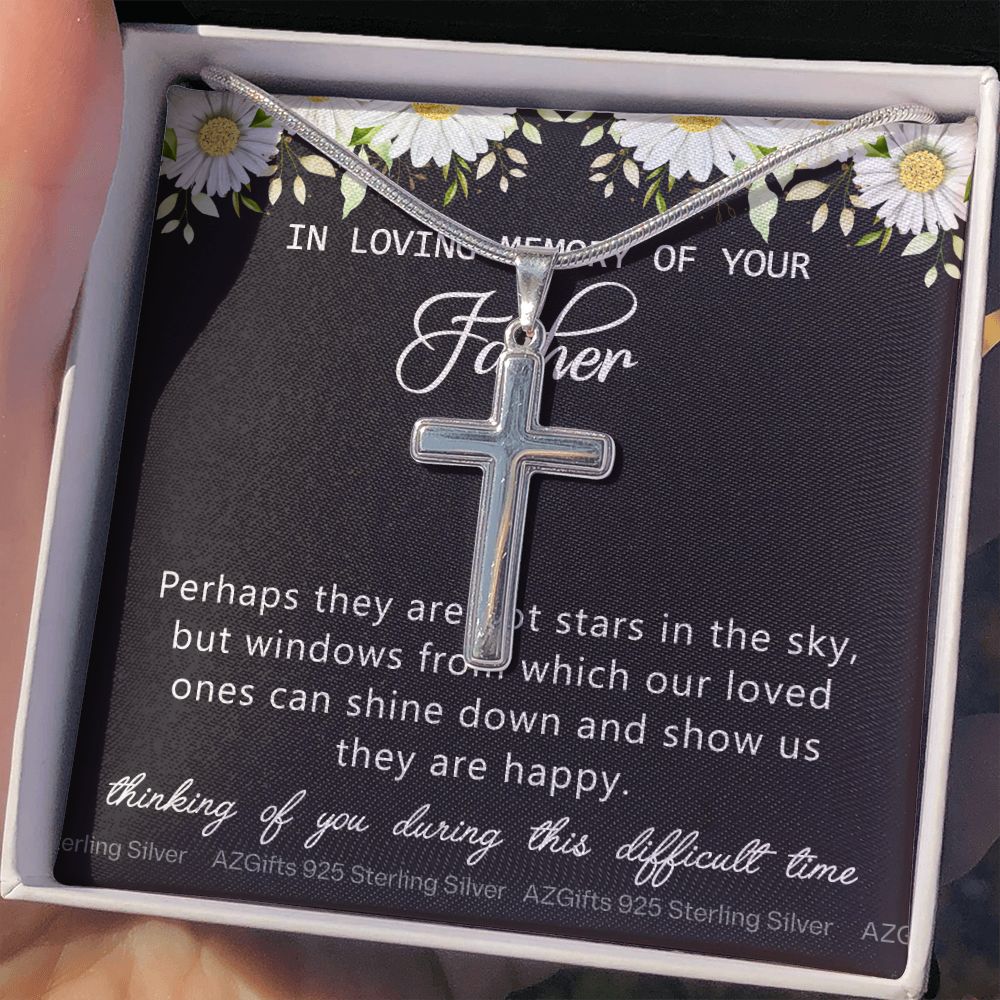 Loss Of Father Sympathy Gift, Sympathy Gift Loss Of Father, Bereavement Gift Box, Loss Of Father Necklace, Loss Of Father, Memorial Gift Necklace for Women Personalized Cross Necklace