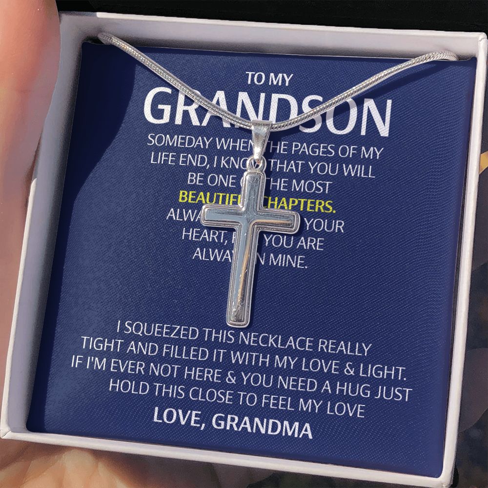 Jewelry For Mens - To My Grandson Cross Necklace Gifts From Grandma Gift for grandson, Of My Life Cross Necklace for Grandson, Grandma to grandson Gift, Birthday, Graduation, Communion gift Personalized Cross Necklace