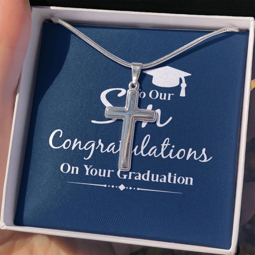 To My Son Necklace From Mom, Son Gifts From Mom and Dad, Mother and Son Necklace, Birthday Gift For My Son Graduation Christmas Faith Cross Necklace Present14 Personalized Cross Necklace