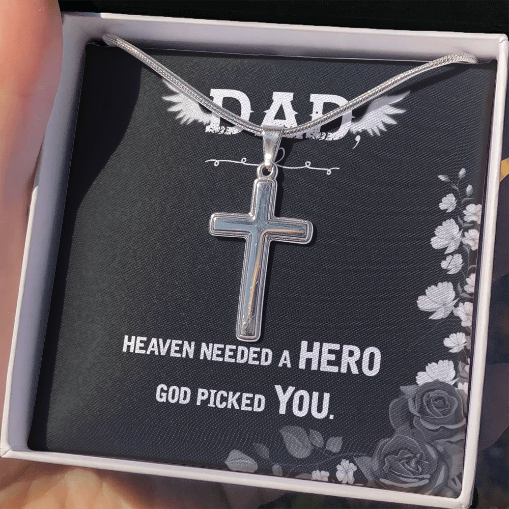 To My Dad Wings Necklace Pendant Gift From Daughter Or Son Necklace Heaven Needed A Hero Happy Father's Day, To Dad Father In Law Gifts On Birthday Anniversary