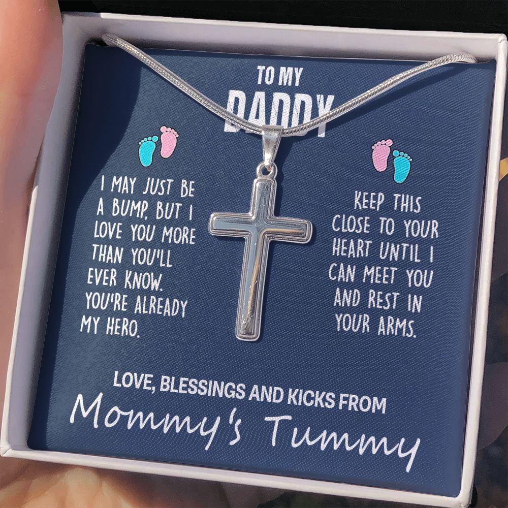 Jewelry For Mens - Father and Daughter To My My Daddy Necklace Cross Necklace Luxury Jewelry On Birthday, Christmas, Father's Day Necklace Pendant Jewelry For Dad Cross Necklace And Message Personalized Cross Necklace