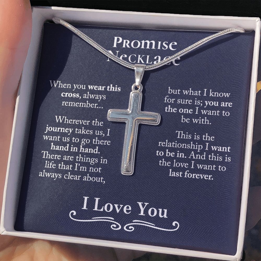 Promise Necklace For Him, Promise Gift For Him, Promise Jewelry Rings For Him Jewelry For Men Stainless Artisan Crafted Cross Necklace with Message Card Luxury Box Personalized Cross Necklace