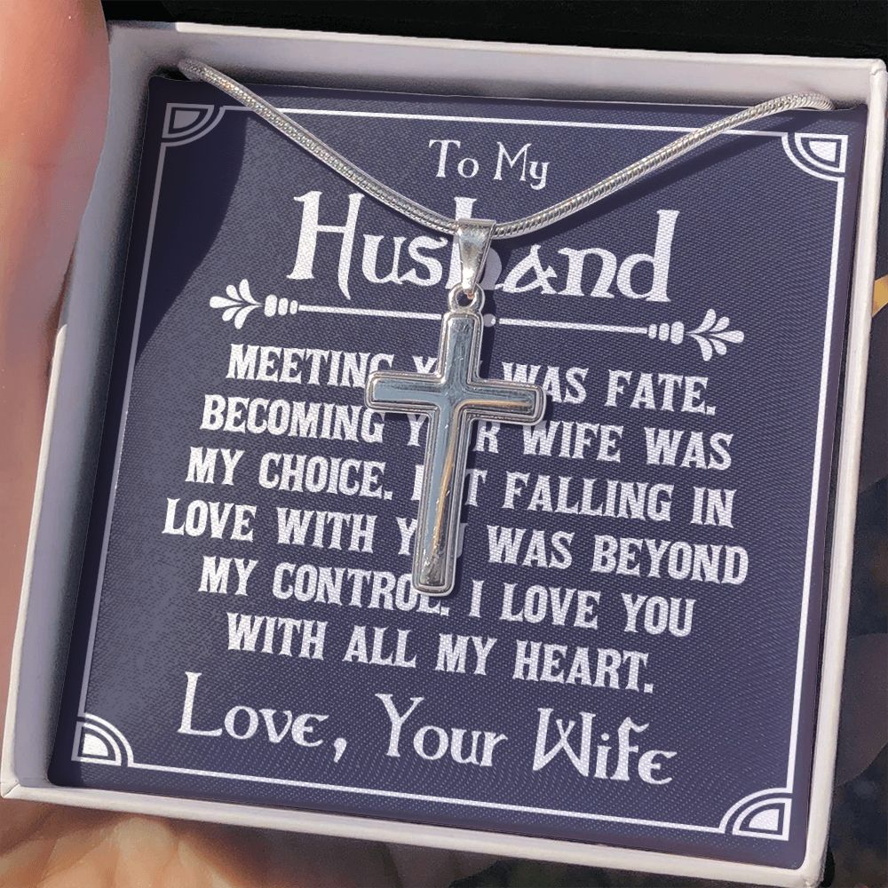 To My Husband Necklace, Necklace For Husband, Gift For Husband, Gift For Man, Jewelry for Him, Necklace For Man, Valentine, Birthday, Christmas, Anniversary Jewelry for Men2 Personalized Cross Necklace