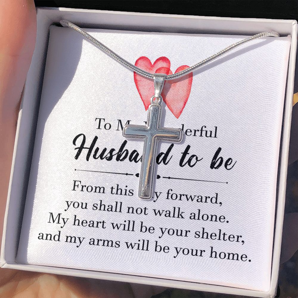 To My Husband Cross Necklace, Husband Necklace from Wife, Gifts For Husband From Wife, Gift For Groom From Bride On Wedding Day, Aniversary Birthday Gift For Him, Valentine Gift for Men13 Personalized Cross Necklace
