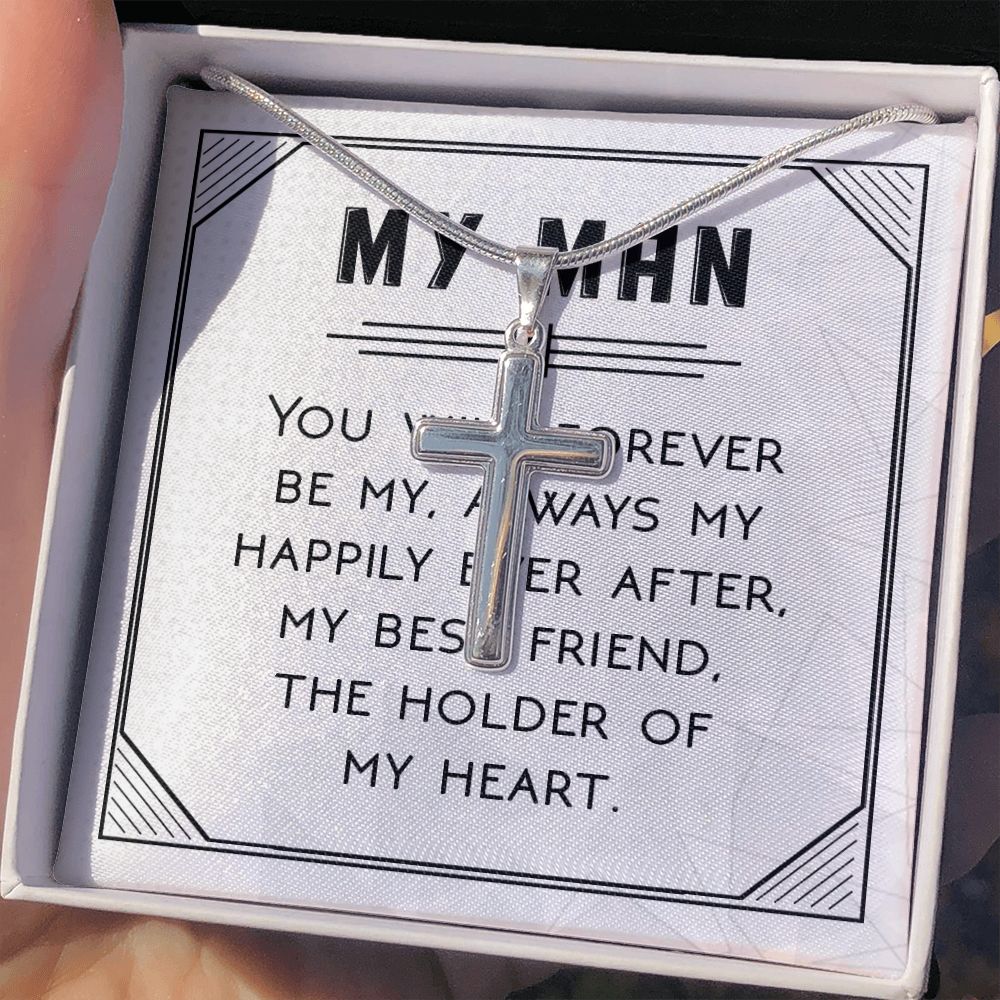 To My Man Necklace, Necklace For Husband, Gift For Husband, Gift For Man, Jewelry for Him, Necklace For Man, Valentine, Birthday, Christmas, Anniversary Jewelry for Men Personalized Cross Necklace