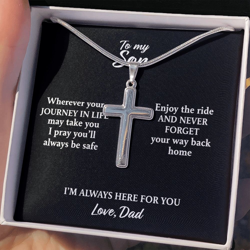 To My Son Necklace From Mom, Son Gifts From Mom and Dad, Mother and Son Necklace, Birthday Gift For My Son Graduation Christmas Faith Cross Necklace Present6 Personalized Cross Necklace