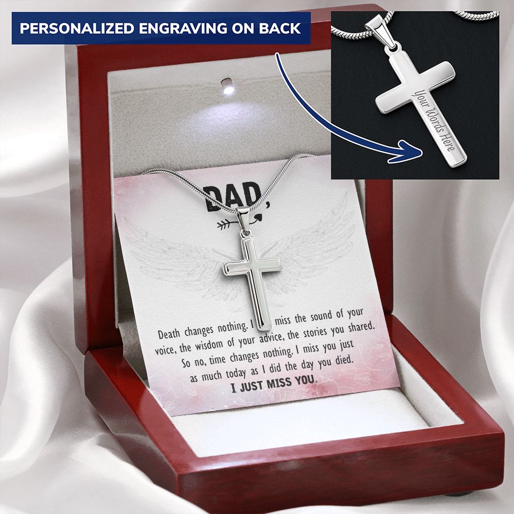 To My Dad Angel Necklace Pendant Gift From Daughter Or Son Necklace Death Changes Nothing Happy Father's Day, To Dad Father In Law Gifts On Birthday Anniversary