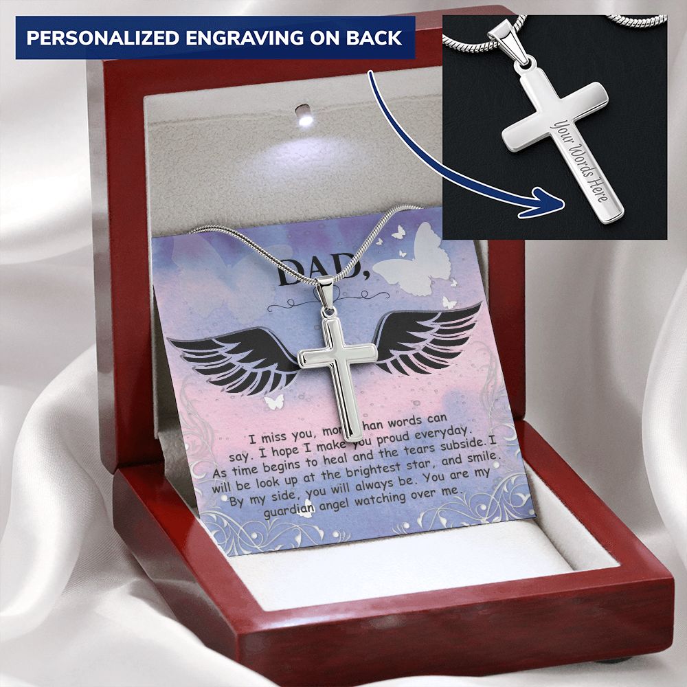 To My Dad Wings Necklace Pendant Gift From Daughter Or Son Necklace I Miss You More Than Happy Father's Day, To Dad Father In Law Gifts On Birthday Anniversary