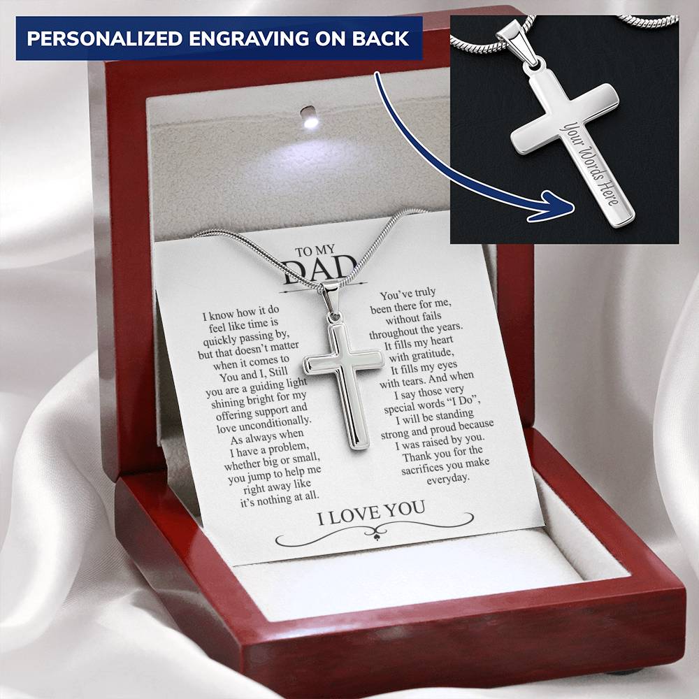 To My Dad Cross Necklace Gift For Dad On Happy Father's Day Jewelry For Men Gift