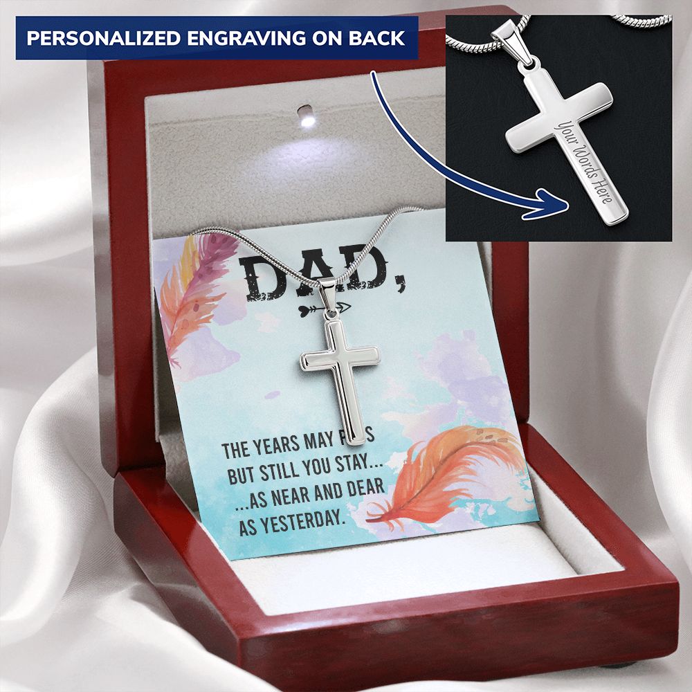 To My Dad Necklace Pendant Gift From Daughter Or Son Necklace For Dad The Years May Pass Dad Happy Father's Day, To Dad Father In Law Gifts On Birthday Anniversary