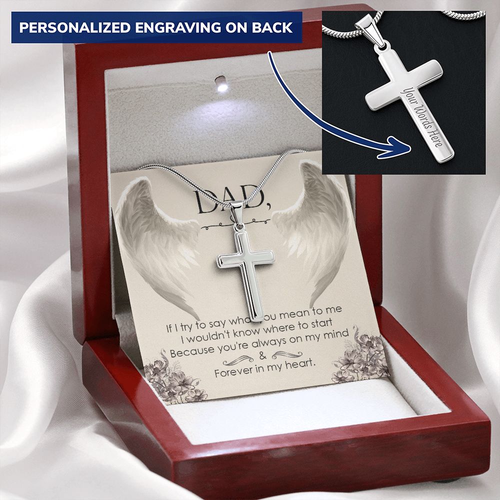 To My Dad Wings Necklace Pendant Gift From Daughter Or Son Necklace If I Try To Say Happy Father's Day, To Dad Father In Law Gifts On Birthday Anniversary