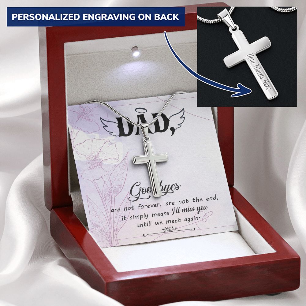 To My Dad Angel Necklace Pendant Gift From Daughter Or Son Necklace Goodbye are Not forever dad Happy Father's Day, To Dad Father In Law Gifts On Birthday Anniversary