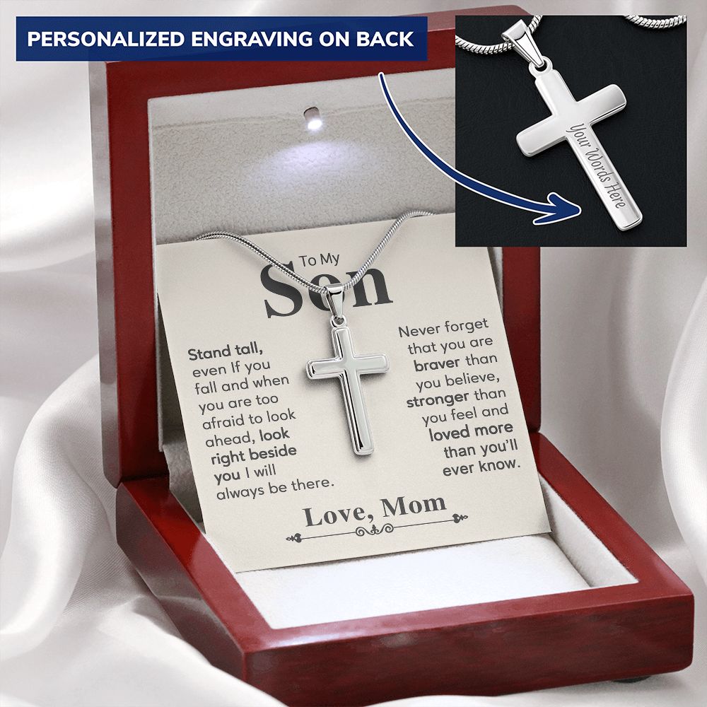 To My Son Cross Necklace From Mom, Jewelry Gift For Son From Mom On Birthday Graduation Gift, Son Cross Pendant Gift From Mom, Mother And Son Cross Necklace, Jewelry Cross Necklace Gift For Son Personalized Cross Necklace 2222