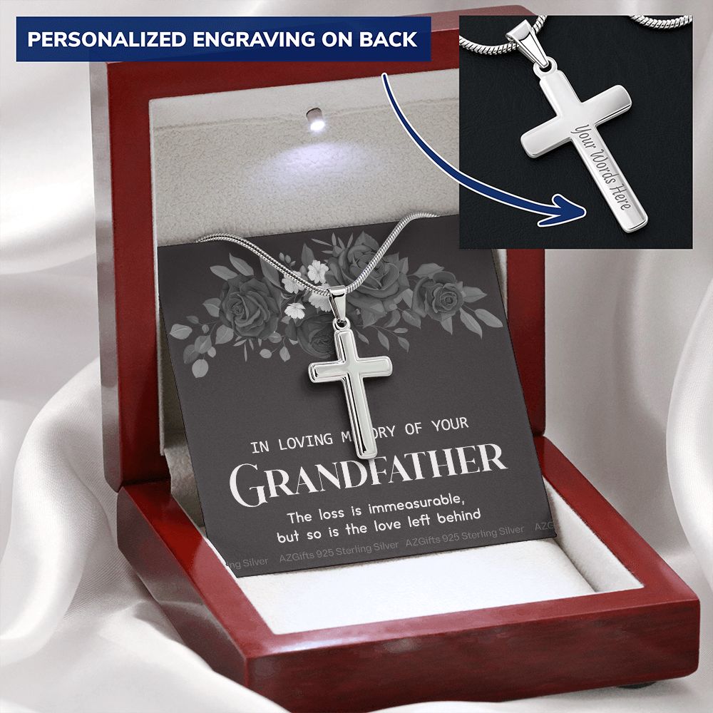 Grandfather Memorial Gift, Loss Of Grandfather, Loss Grandfather, Loss Of A Family Member, Memorial Gift For Loss Of, Grandpa Memorial Keepsake Jewelry, Necklace for Women Personalized Cross Necklace