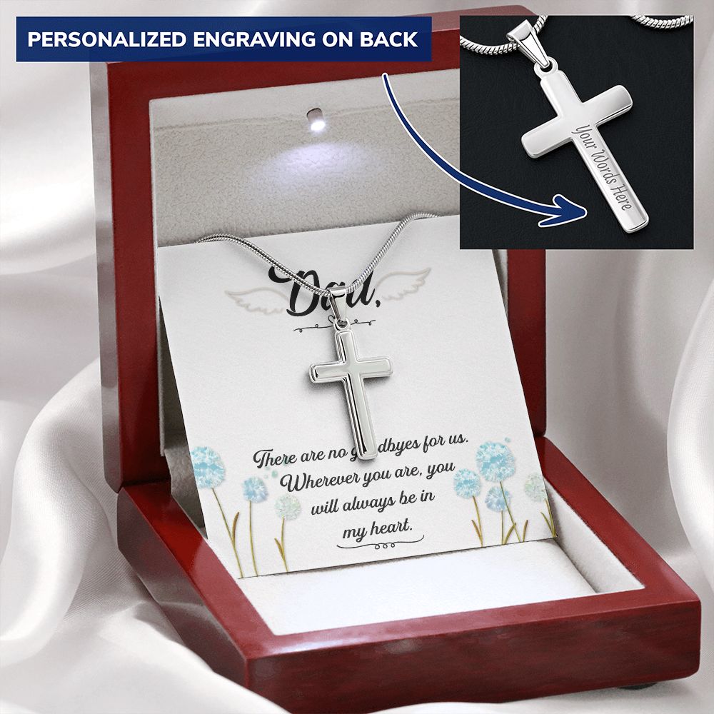 To My Dad Wings Necklace Pendant Gift From Daughter Or Son Necklace There Are No Goodbyes Happy Father's Day, To Dad Father In Law Gifts On Birthday Anniversary