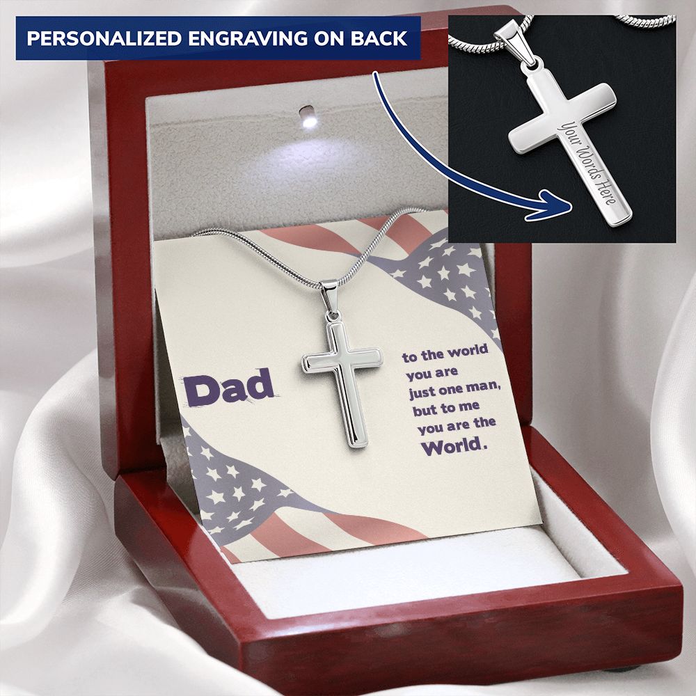 To My Dad Milittary Necklace Pendant Gift From Daughter Or Son Necklace To The World Happy Father's Day, To Dad Father In Law Gifts On Birthday Anniversary