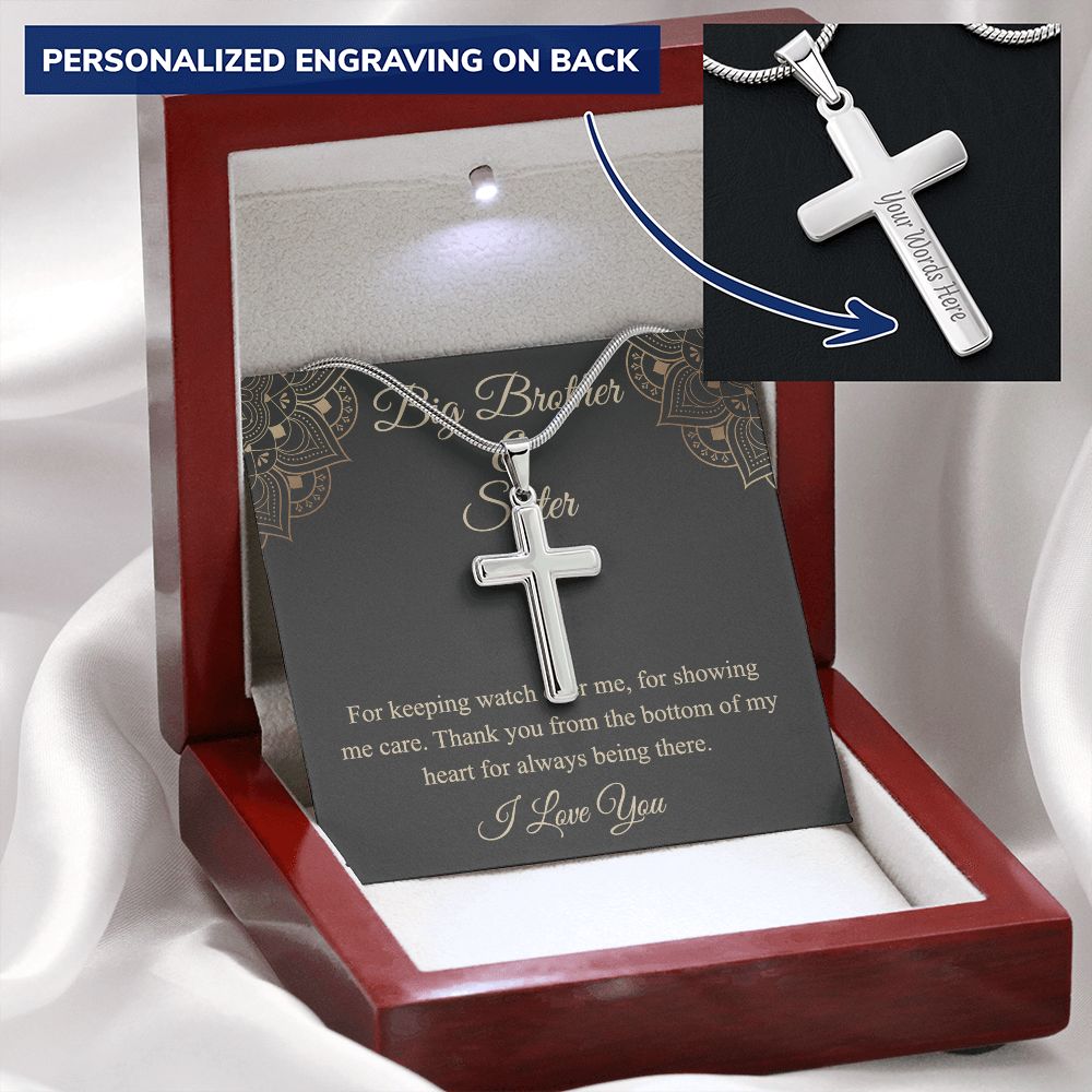 Brother And Sister Gift Cross Necklace, Pendant For Brother Cross Necklace Gift from Sister Jewelry For Men Stainless Artisan Crafted Cross Necklace, Jewelry Gift For Men, Man Pendant Gift For Him Personalized Cross Necklace 2222
