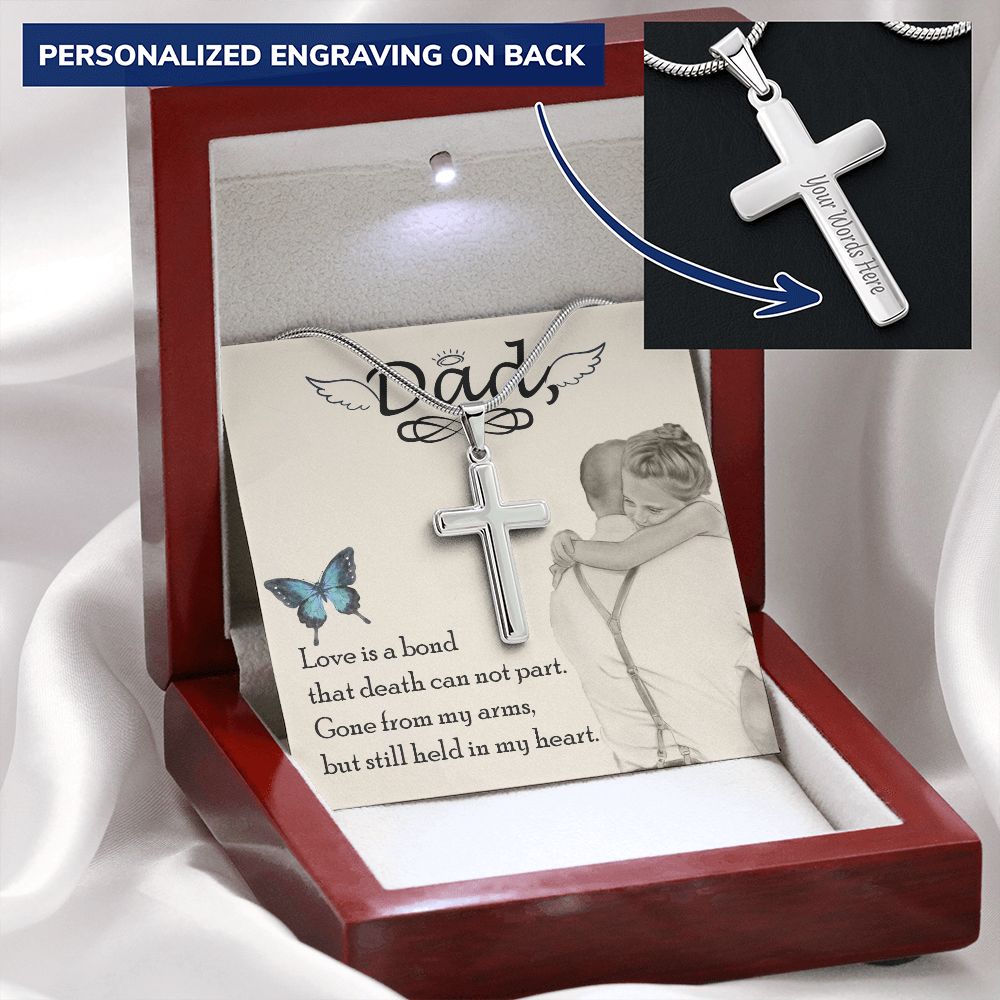 To My Dad Wings Necklace Pendant Gift From Daughter Or Son Necklace Love Is Bond Happy Father's Day, To Dad Father In Law Gifts On Birthday Anniversary