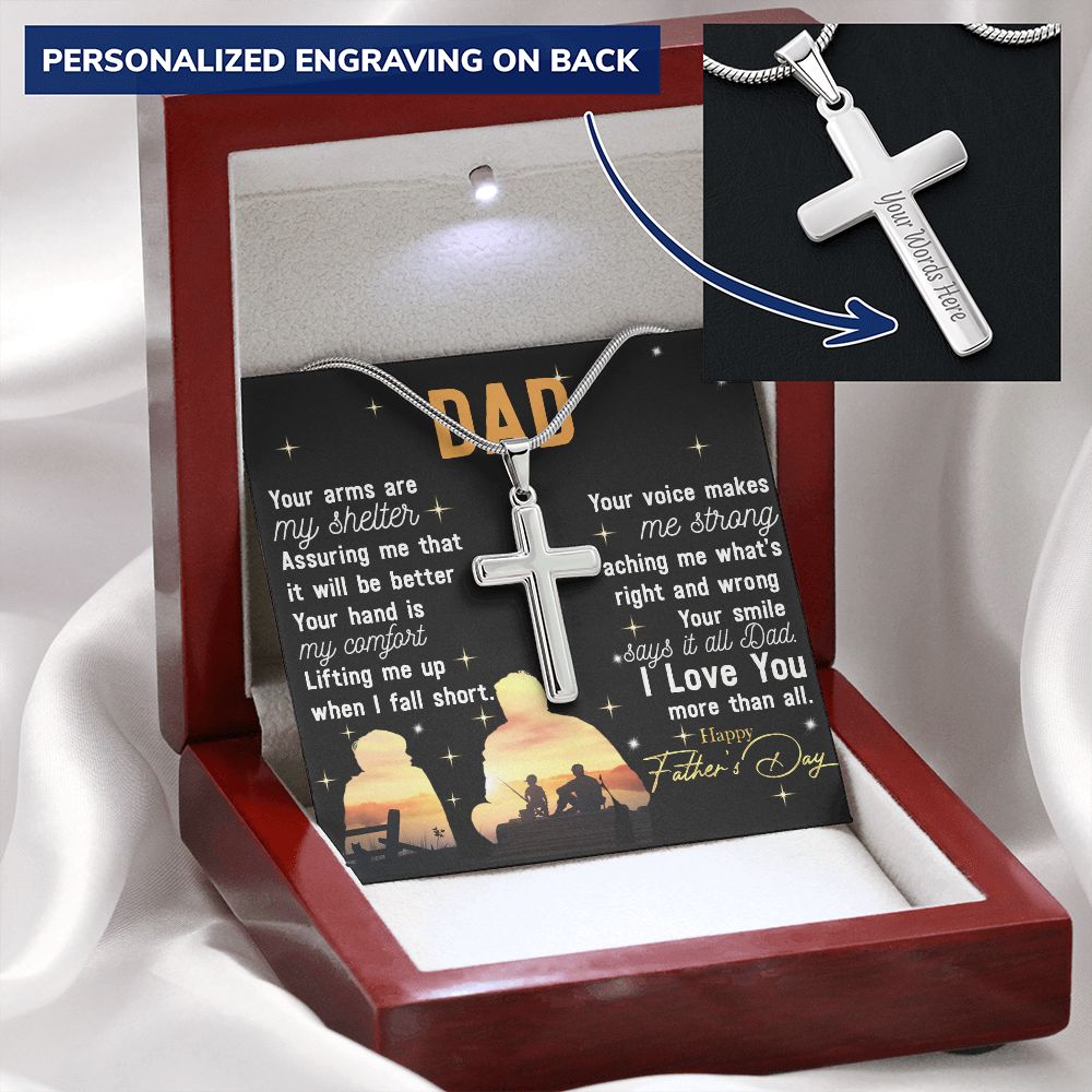 Father's Day Necklace Gift, To My Dad Cross Necklace Gift From Son, Father And Son Cross Necklace Gift For Him, Jewelry Gift For Man, Dad Gift Necklace, Happy Father's Day Necklace, Pendant For Dad Personalized Cross Necklace 2222