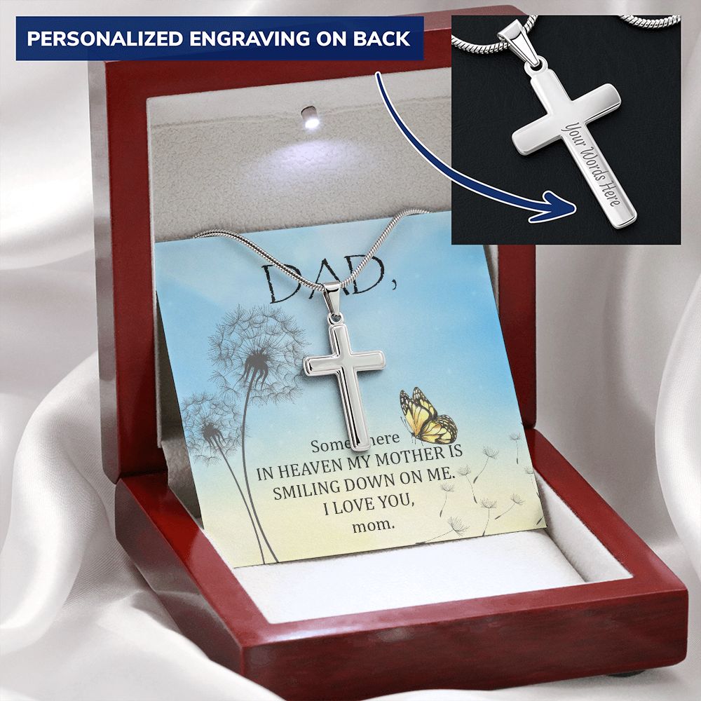 To My Dad Necklace Pendant Gift From Daughter Or Son Necklace For Dad Somewhere In Heaven Happy Father's Day, To Dad Father In Law Gifts On Birthday Anniversary