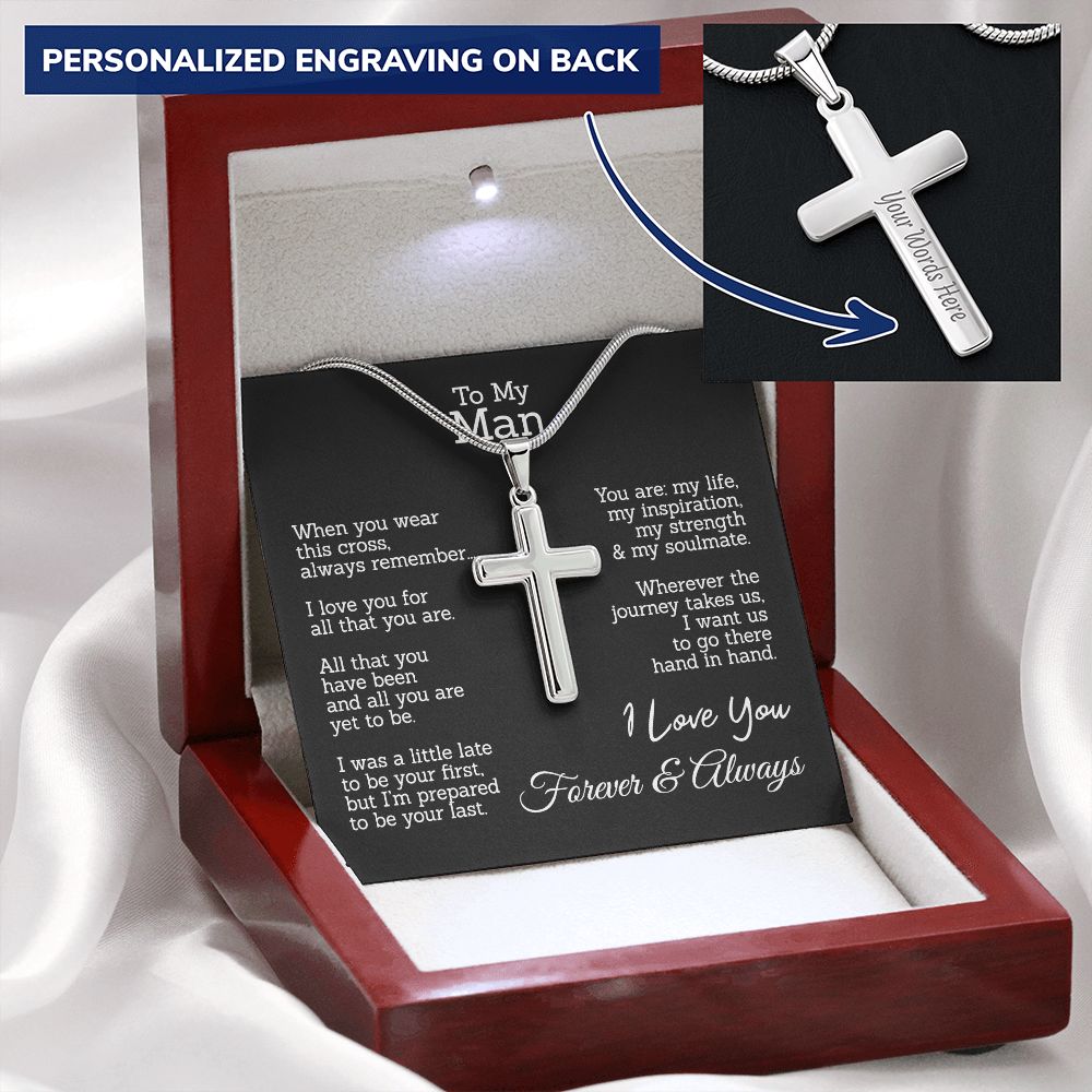 This Cross Always Remember Necklace Gift For Man, To My Man Cross Necklace From Women, Soulmate And Man Gift Necklace, Man And Soulmate Cross Necklace, Jewelry Gift For Mens Boyfriend Gift Necklace Personalized Cross Necklace
