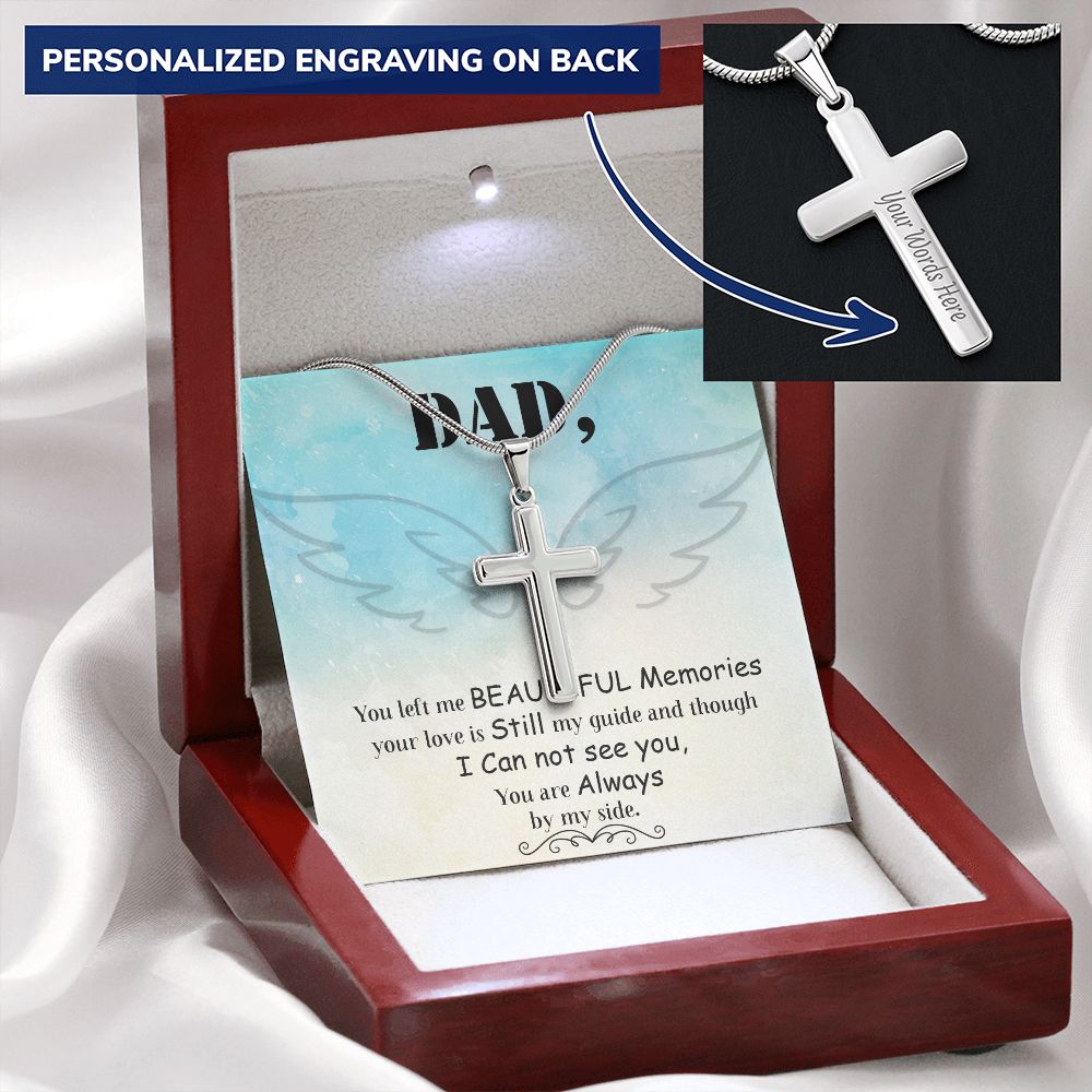 To My Dad Angel Necklace Pendant Gift From Daughter Or Son Necklace Always By My Side Happy Father's Day, To Dad Father In Law Gifts On Birthday Anniversary