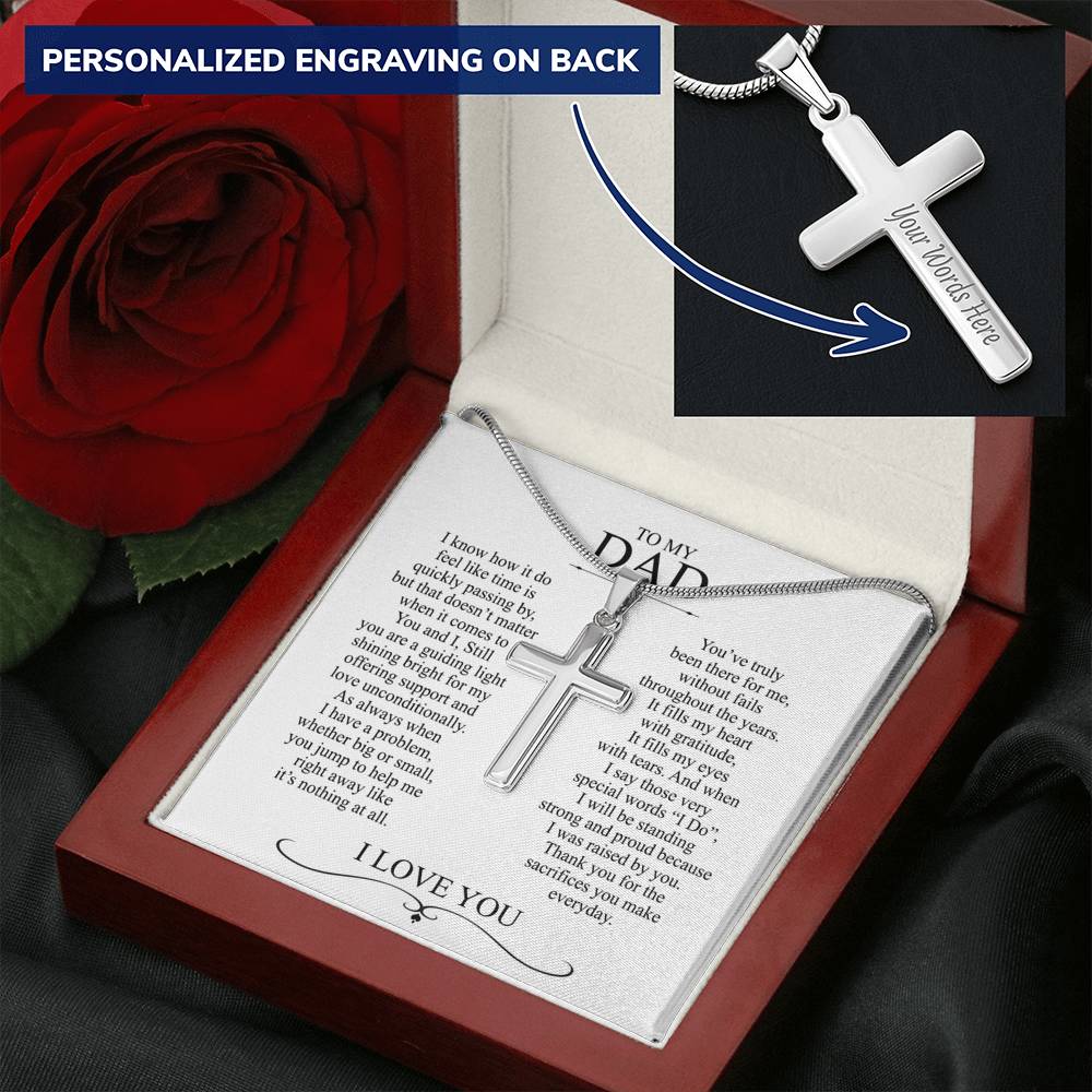 To My Dad Cross Necklace Gift For Dad On Happy Father's Day Jewelry For Men Gift