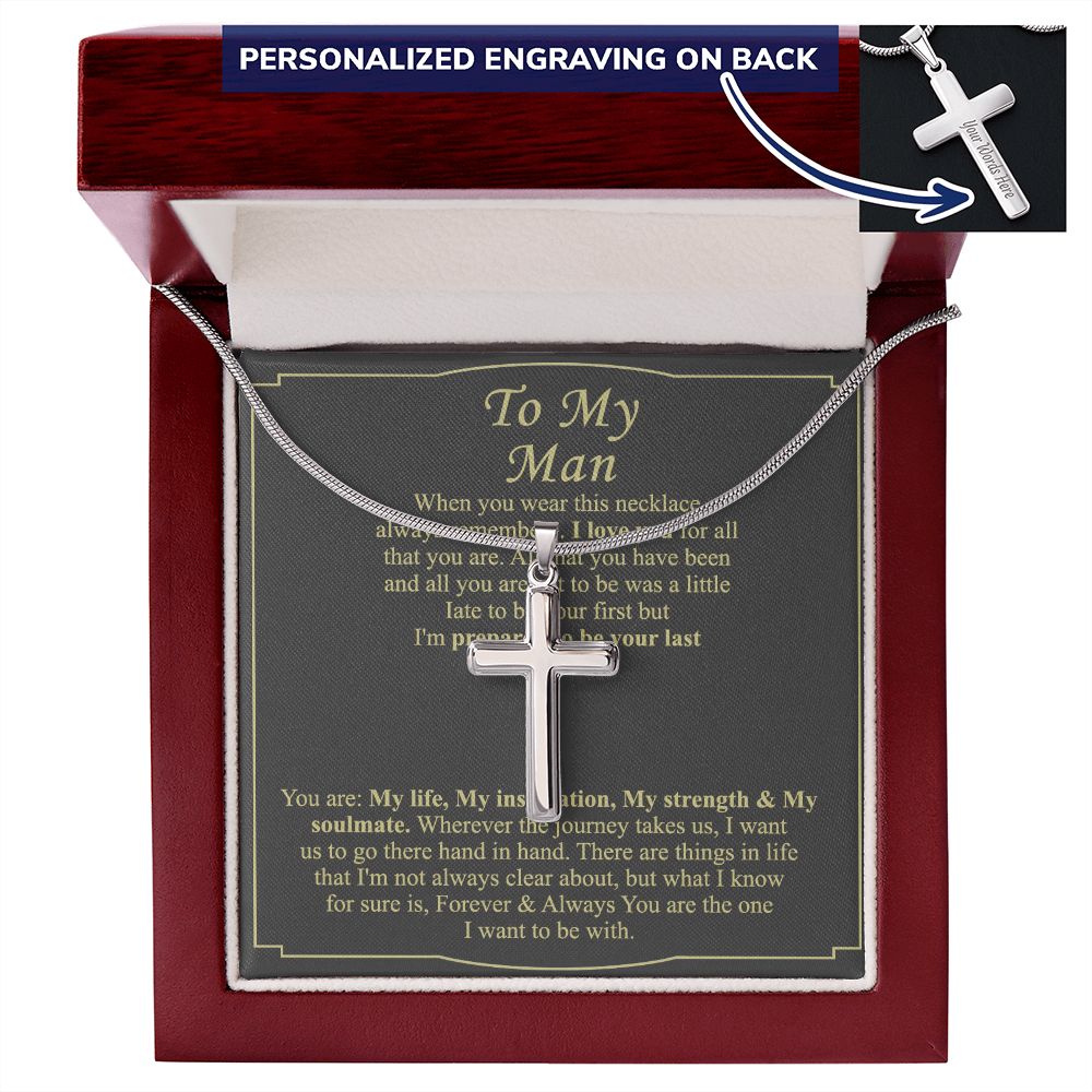 To My Man Cross Necklace From Women, Gift Cross Necklace For Man, Boyfriend, Birthday Gift Cross Necklace From Wife Jewelry For Men, Cross Necklace Gift For Man, Soulmate Gift Necklace For Him Personalized Cross Necklace 2222
