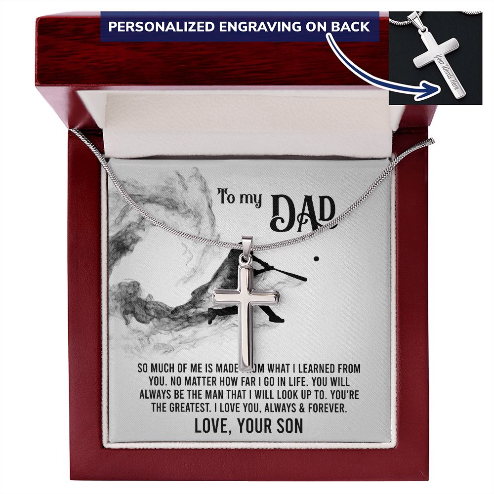 To My Dad Cross Necklace From Son, Father Gift Necklace, Jewelry Gift for Men, Father's Day Necklace Gift for Baseball Dad, Father And Son Gifts Cross Pendant, Cross Necklace Gift For Baseball Dad