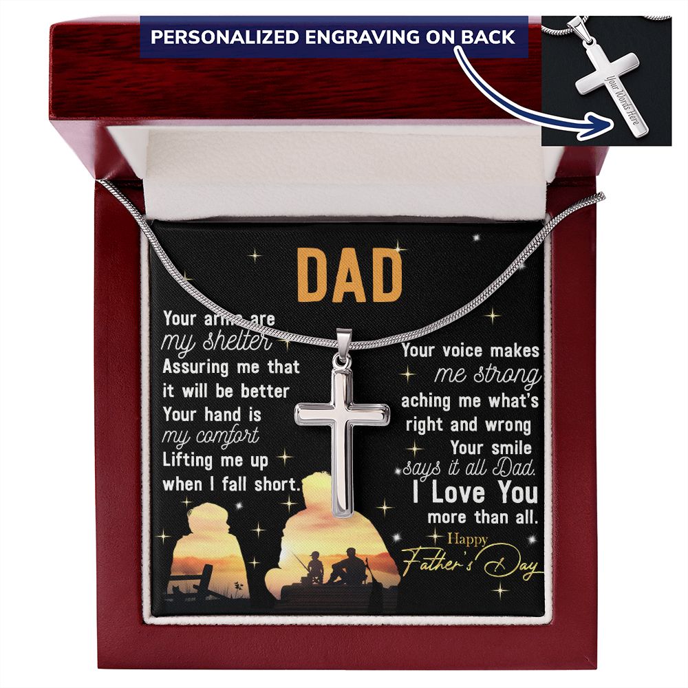 Father's Day Necklace Gift, To My Dad Cross Necklace Gift From Son, Father And Son Cross Necklace Gift For Him, Jewelry Gift For Man, Dad Gift Necklace, Happy Father's Day Necklace, Pendant For Dad Personalized Cross Necklace 2222