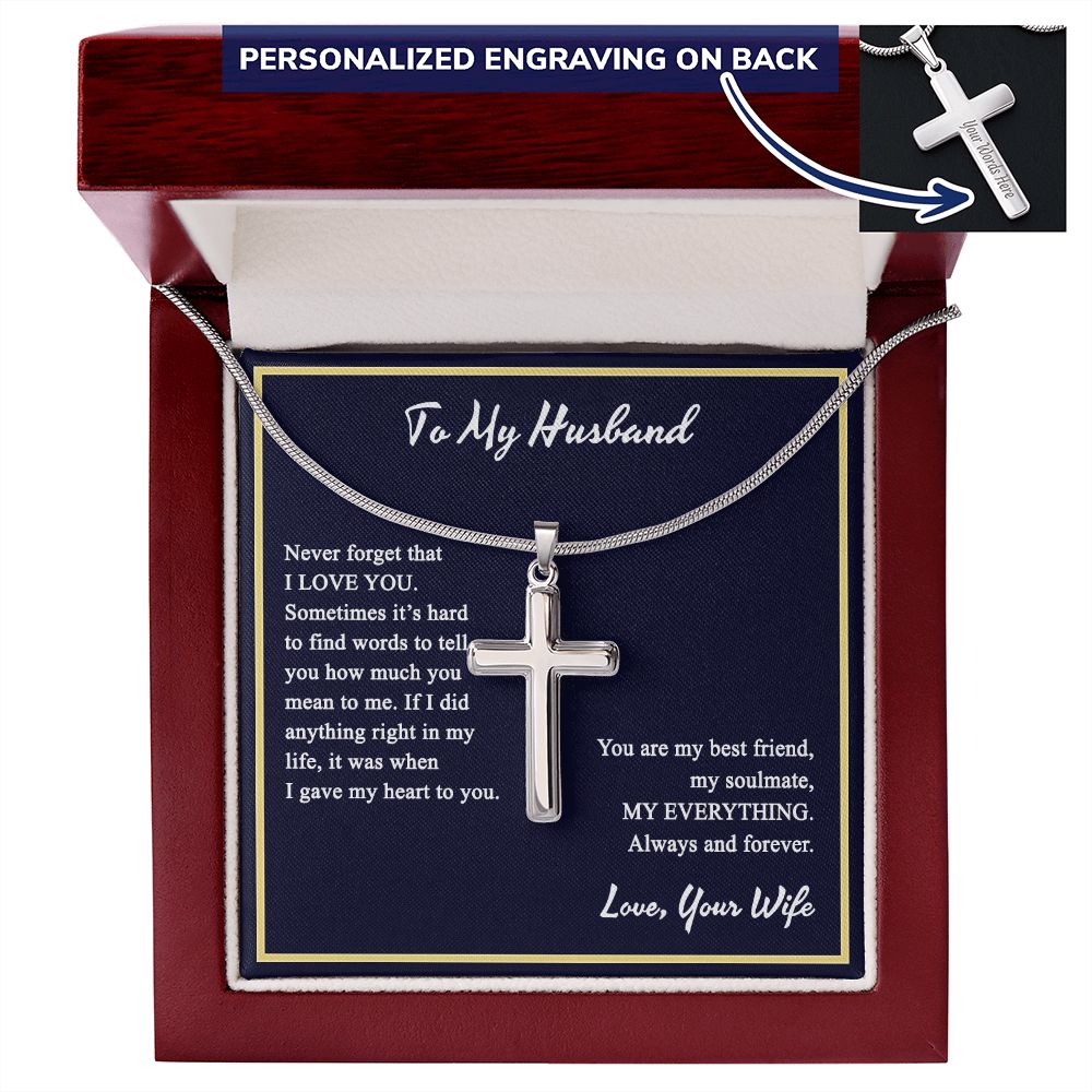 Cross Necklace Gift For Husband, To My Husband Necklace From Wife, Soulmate, Husband Gift Necklace For Him, Jewelry Gift For Men, Mans Gift Necklace Pendant Husband And Wife Gift Pendant From Her Personalized Cross Necklace 2222