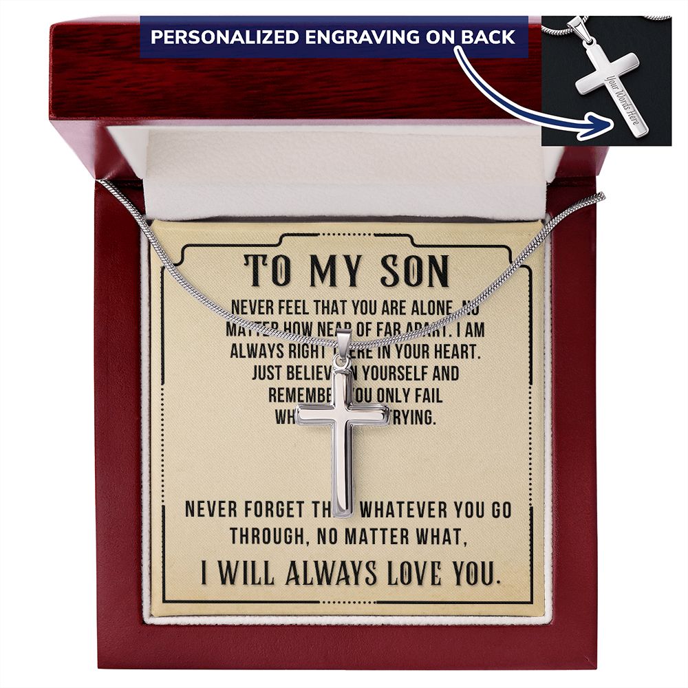 To My Son Cross Necklace Gift From Mom, Jewelry Gift for Him, Teenager Gift Necklace For Son, Birthday Gift for Son, Present From Mom Dad Cross Necklace, Christmas Graduation Gift Necklace For Son Personalized Cross Necklace 2222