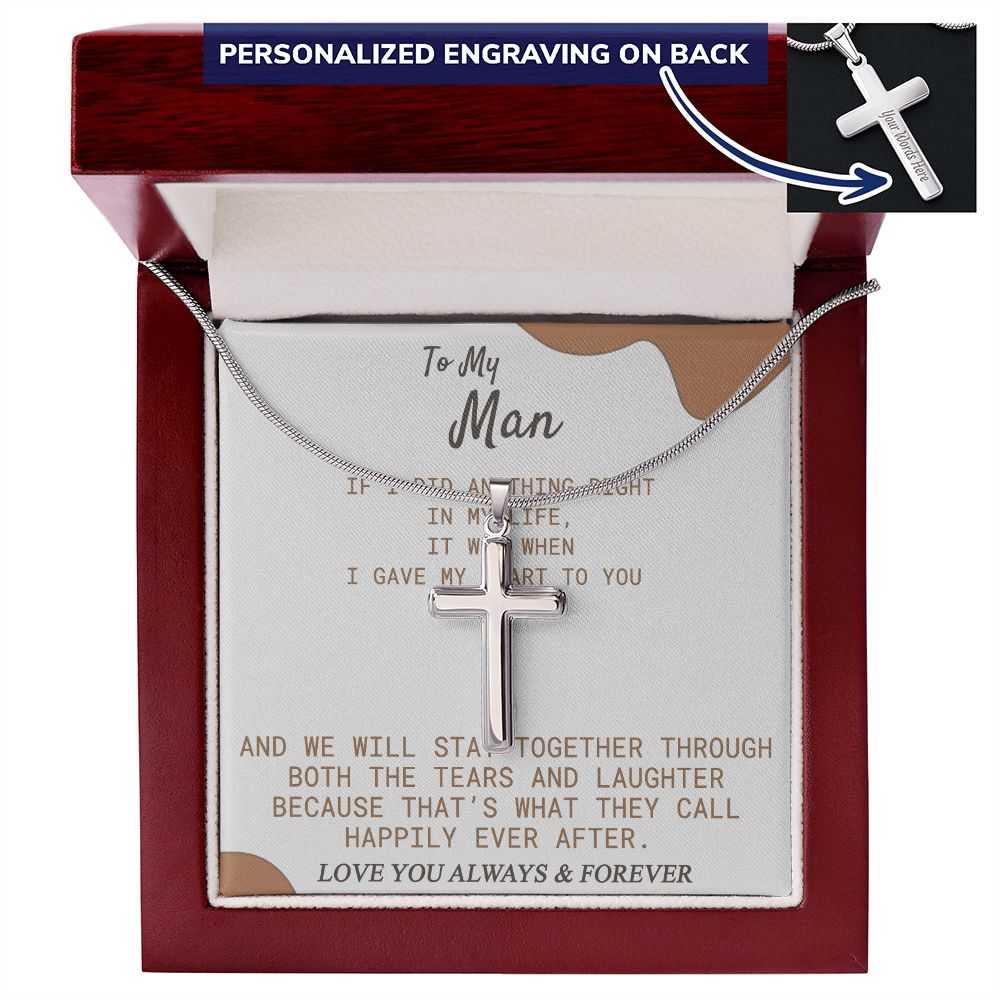 To My Man Cross Necklace From Soulmate, Wife To Husband Cross Necklace, Christmas Necklace Gift For Boyfriend, Jewelry Gift For Mens, Gift Necklace For Man Pendant Cross Necklace Gift For Him Personalized Cross Necklace 2222