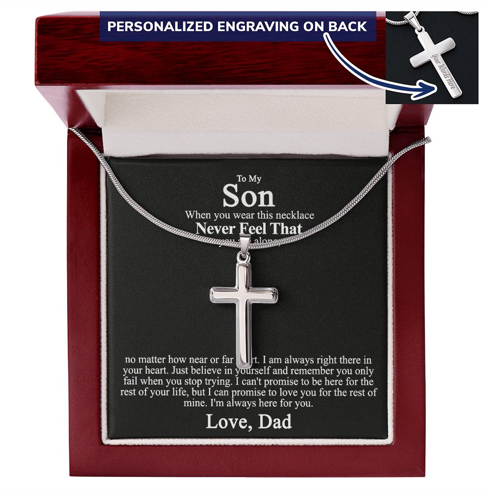 Father to Son Cross Necklace, Father Son Necklace Gift, Christmas Necklace for Son, To My Son From Dad Jewelry For Men Stainless Artisan Cross Necklace For Men  Pendant Cross Boys Gift Necklace Personalized Cross Necklace 2222