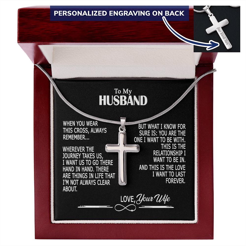 To My Husband Cross Necklace From Wife, Wife And Husband Necklace Pendant, Jewelry Gift For Men, Mans Gift Necklace For Him, Husband Gift Necklace, Wife To Husband Cross Pendant, Husband Gift Personalized Cross Necklace 2222