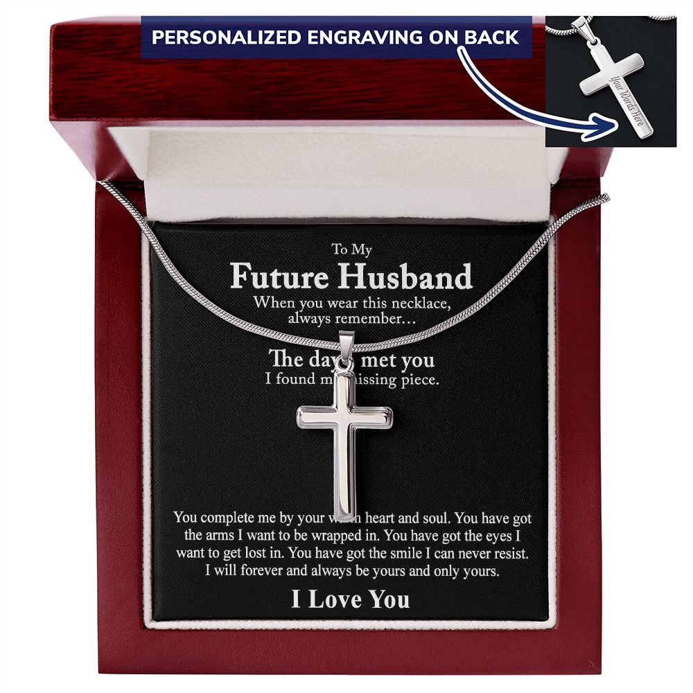 To My Future Husband Cross Necklace From Wife, Husband To Be From Wife Cross Pendant, Jewelry Gift For Men, Mans Gift Necklace, Future Husband And Future Wife Artisan Cross Necklace Gift For Him