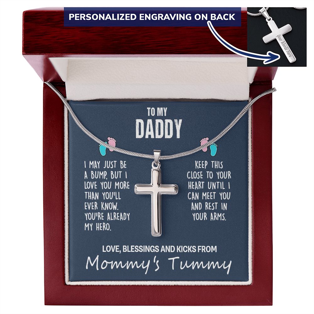 Daddy Gift Necklace, To My Dad Crpss Necklace Gift From Daughter, Father And Daughter Cross Necklace, Jewelry Gift For Men, Dad Gift Necklace Pendant Gift For Him, Daddy Pendant From Daughter Personalized Cross Necklace 2222