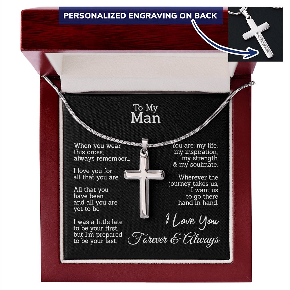To My Man Cross Necklace From Woman, Soulmate This Cross Always Remember Necklace, Jewelry Gift For Men, Mans Gift Necklace, Man And Soulmate Cross Necklace Gift For Him, Love You And Always Necklace Personalized Cross Necklace 2222