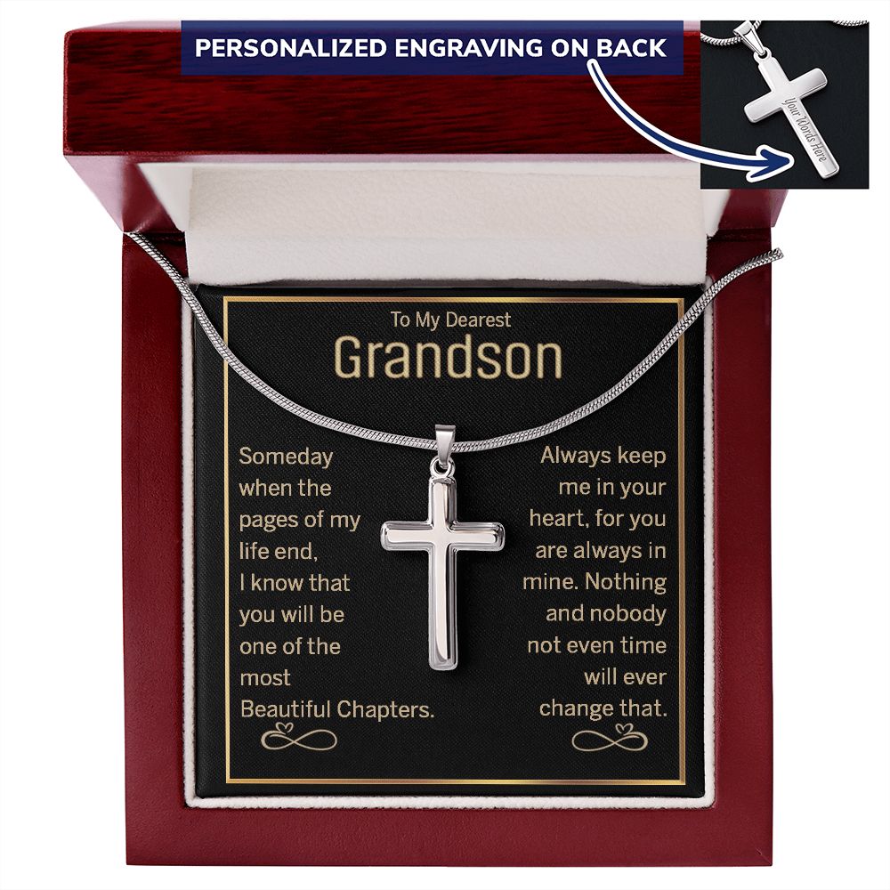 To My Grandson Gift for Grandson Best Birthday Gift Cross Necklace for Grandson 175220747956